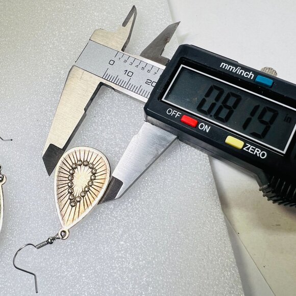 Boho Cloisonne Mosaic 2"X .8" Dangle Chandelier Multicolor Earrings Hook Clasp - Picture 5 of 6